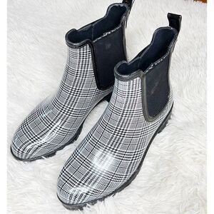 Jeffrey Campbell Cloudy Chelsea Plaid Rain Boots Size 9